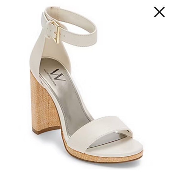 NWT Worthington Cream Ankle Strap Block Heels - Picture 5 of 8